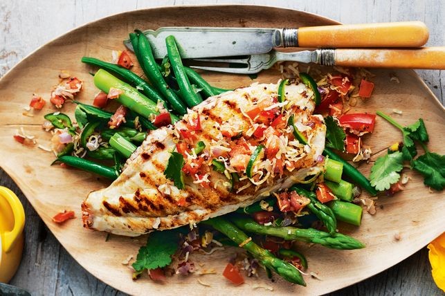 Chargrilled Fish with Green Chilli and Coriander Coconut Relish